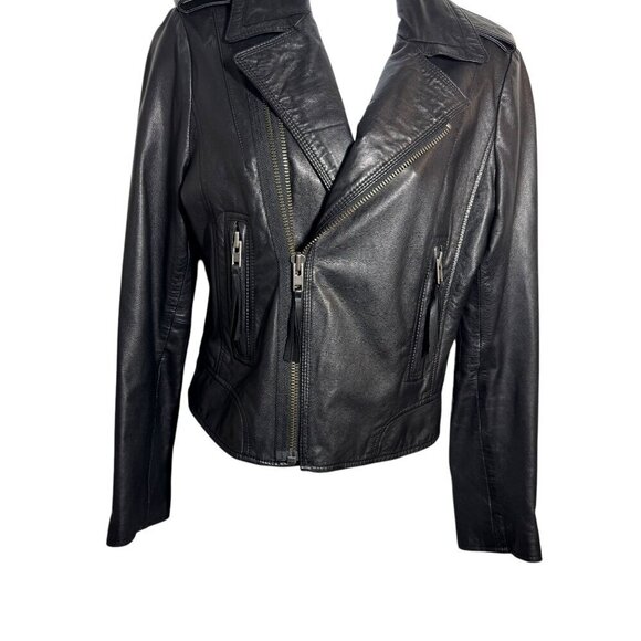 JOIE  Leolani real Lamb Leather Moto Jacket black size small - Picture 4 of 11